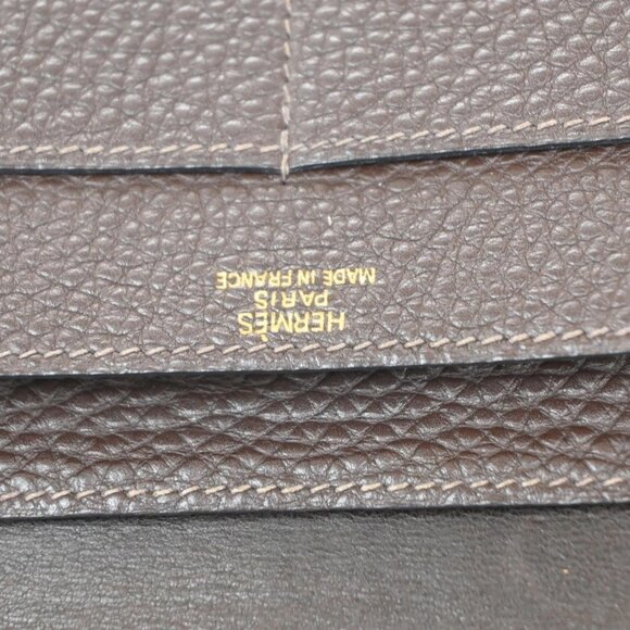 HERMES Logos Dogon GM Long Bifold Wallet Togo Leather Brown GHW 86YH814 - Picture 12 of 16